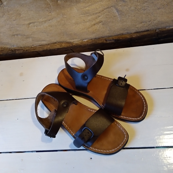 Gali Iba Shoes - Gali Iba Brown Leather Slingback Sandals Size 8